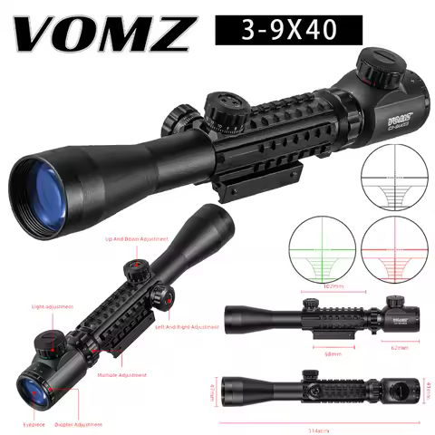 VOMZ 3-9X40 EG Hunting Tactical Riflescope With 20mm Slide Reticle Optical sightt Sniper Rifle scope