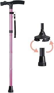 Walking Cane for Men Women Free Standing Cane Sleek Comfortable T Handles Heavy Duty Foldable Crutches Height Adjustable Black Pink Silver Fashionable