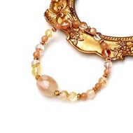 邂逅櫻花-天然櫻花瑪瑙x膠花水晶x橙月光太陽石黃銅手鍊 客製化