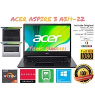 ACER ASPIRE 3 SLIM A314-22 RYZEN 3-3250U 4GB 256GB Win 10 OHS 14 FHD