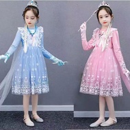 [1-7 Years] Dress Baby Girl Frozen Princess Elsa Dresses for Kids Long Sleeve Autumn Girl Clothes