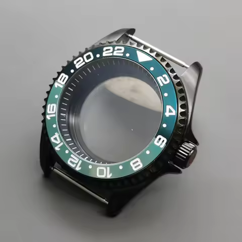 42mm Black Watch case Dome Sapphire Crystal Glass Case Fit for NH35 NH36 7S26 4R Movement 28.5mm Dia