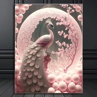 Lukisan Porcelain Diamond Painting 5D Motif Burung Merak