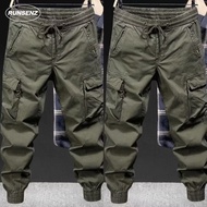 Korean Fashion Cargo Pants Men Athletic Slim Fit Cropped Pants Plain Casual Jogger Pants