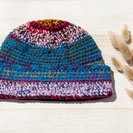 編織純羊毛帽/編織帽/針織毛帽/內刷毛手織毛帽/毛線帽-藍莓蛋糕