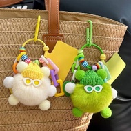 【SARA】Cute Imitation Rex Rabbit Plush Toy Coal Ball Backpack Phone Doll Pendant Car Keychain Bag Dec