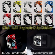 For Click 125i Keyhole 3D Drip Protection Sticker Honda Click125 Vinyl Sticker Waterproof Motorcycle