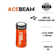 ACEBEAM 18350 premium rechargeable battery, 1100mAh capacity with protection circuit