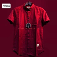 ABOKI + Kemeja Polos Pria Lengan Pendek Brother Bross Triple Eight