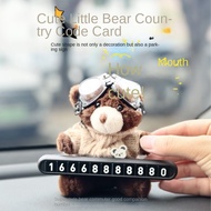 Doll Bear Stop Sign Cartoon Ornaments Car Moving Phone Number Sign Gift Car Temporary Parking Sign S
