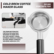 (REJY) 58mm Bottomless Portafilter 2 Ear Espresso Portafilter with Filter Basket Replacement Parts A