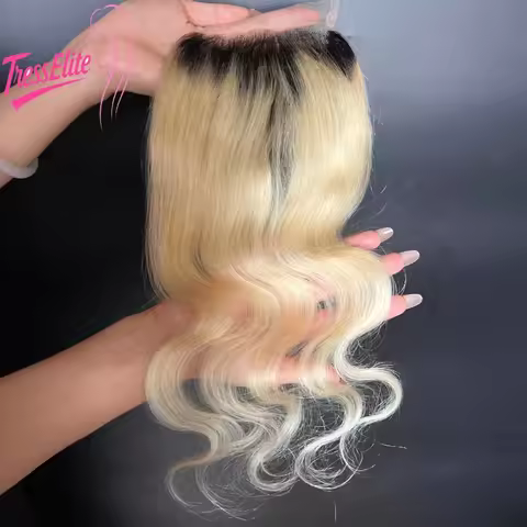 15A Color T1B-613 Blond Body Wave 4X4 Lace Closure 100% Unprocessed Brazilian Virgin Remy Human Hair