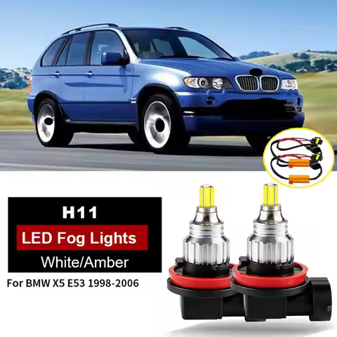 2PCS H11 Led Canbus No Error H8 LED Car Fog Lamp Auto Headlight Light 12V For BMW X5 E53 E70 X6 E71 