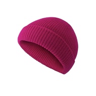 Beanie Hat Topi Streetwear Unisex Knitted Skullcap Hat Binnie Cap Roll Up Edge Trendy Cap 5