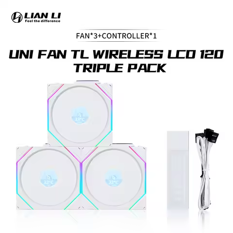 Lian-Li UNI FAN TL Wireless LCD 120 Triple Pack With Controller