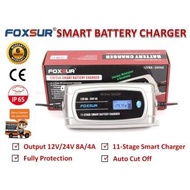 FOXSUR เครื่องชาร์จอัจฉริยะและฟื้นฟูแบตเตอรี่รถยนต์ Smart Battery Charger & Desulfator 12V/24V 8A/4A