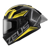[ZEUS Official Merchandise ZS-826 BK3 Black Yellow Full Face Helmet Big Duck Tail Deflector Double D