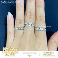 925 Silver Leaf Ring with White Gold Plating - 925 Silver Shimmer Ring
