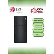 LG 602L 2 Door Top Mounted Freezer Refrigerators (Matte Black) LG-GR-H802HQHM