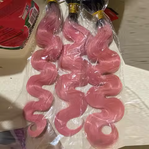 Ombre T1b/Pink Colored Body Wave Bundles Human Hair 100% Unprocessed Virgin Hair Colored Fashion 2 T