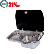 RV Gas Stove and Motorhome Sink Glass Cover Yacht Gas Stove Trailer Camper Van Accessories Dual Stov