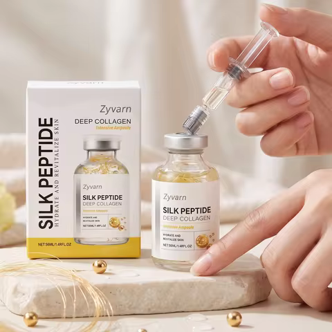 Silk Collagen Serum Ampoule with Copper Peptides For Facial Care Smooth Fine Lines Deep Hydrate Firm