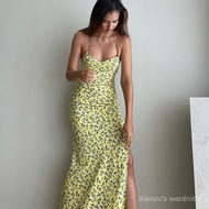 Style Women's Clothing 2026 Summer Floral Sling Dress Split Halter Dress Women