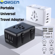 INOVAGEN All In One Universal Travel Adapter Plug,2 USB+2 TypeC Charging Port,US EU AU UK Worldwide 