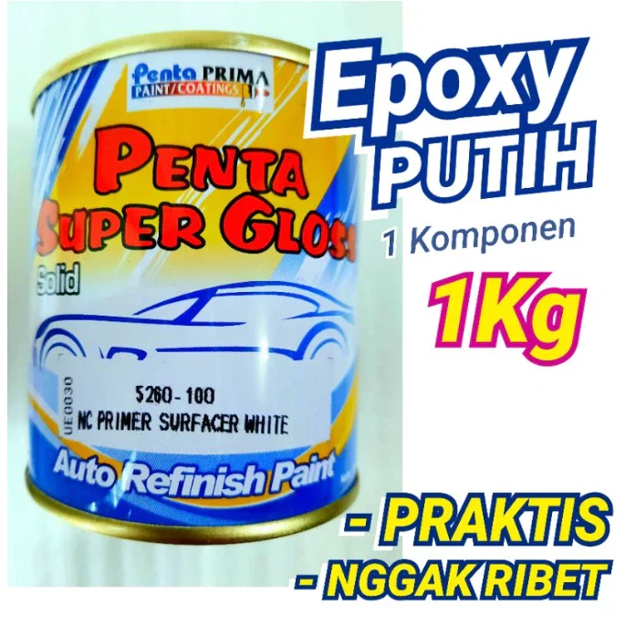 Epoxy Putih 1Kilo Penta Super Gloss Primer Surfacer White 1Kg Dasaran Cat Dasar Poxy Poksi Foksi Vok