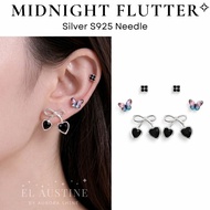 [S925 Silver Needle] Midnight Flutter EL Austine Earring Silver Needle S 925 Silver Stud Earring Set