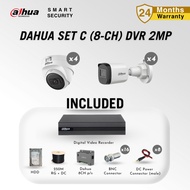 DAHUA Full Set C (8-ch) 1080p Full HD 2MP Smart IR CCTV | 8CH XVR DVR & HDD | DAHUA Pwr | 250M Cable