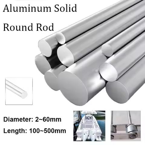 6061 High Quality Aluminum Solids Rod Round Bar Diameter 2mm~60mm Length 100mm 150mm 200mm 300mm 500