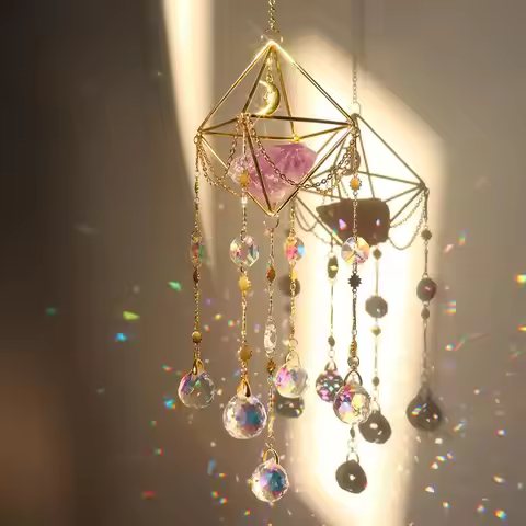 K9 Crystal Wind Chime Prevent Cloudy Tarnished Reflect Different Lighting Effects Natural Moon Dream