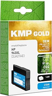 KMP Gold Ink Cartridge for HP 963XL Cyan (3JA27AE) with OEM Parts and Chip - for HP OfficeJet Pro 90