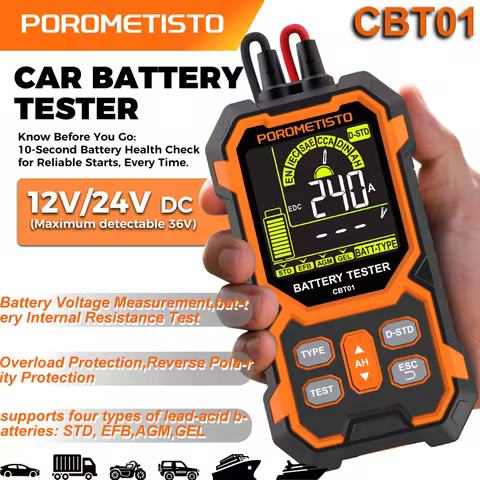 CBT01 12V/24V Digital Car Battery Tester Detect Auto Battery Analyzer Motorcycles Lead Acid Battery 