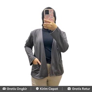 Blazer wanita lengan panjang ukuran jumbo L-Xl bahan scuba premium warna hitam coklat putih pink