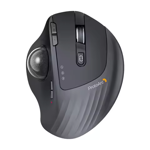ProtoArc Wireless Trackball Mouse EM01 NL Ergonomic Bluetooth Rollerball Thumb Rechargeable Computer