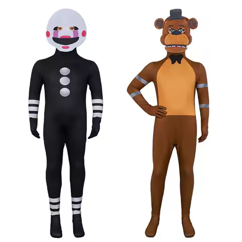 Unisex Adult FNAF Puppet Costume Game Five Nights at Freddy's Freddybear Cosplay Bodysuit Fazbear Fa