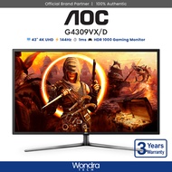 [FAST SHIP] AOC G4309VX/D | 43" 4K UHD | HDR 1000 | 144Hz | 1ms Gaming Monitor