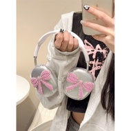 Pink Bow Suitable for Airpods max Simple Headphone Case Apple Airpods max Earphone Protective Case Silicone Soft Case Transparent Soft Case Shock-resistant Small Fresh Men Women