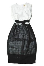 TOGA PULLA 網紗層疊無袖洋裝 TP41-FH225 2碼 白色/黑色洋裝 透視裙上裝 [二手] [TOGA PULLA ]