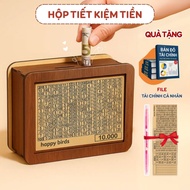 Wooden money saving box with target board helps form financial habits Happy Birds