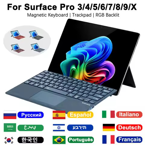 Bluetooth Keyboard For Surface Pro 11 10 9 8 X,For Microsoft Surface Pro 3 4 5 6 7/7 Plus Detachable