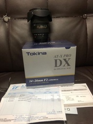 新淨 行貨有長保用 Tokina 14-20mm F2 Canon