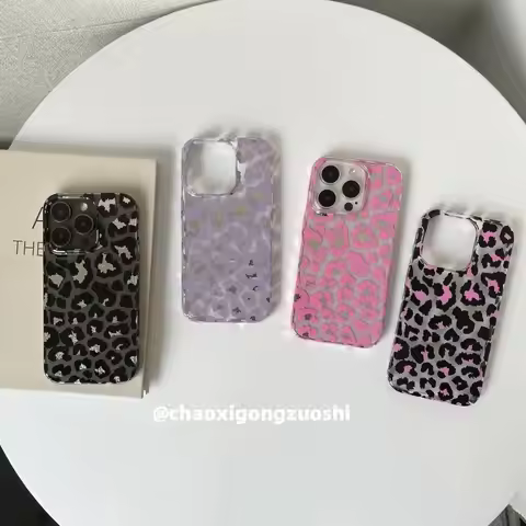 Fashion Leopard print Pink Purple Soft Phone Case For iPhone 17 15 14 12 13 11 16 Pro Max Air XR X X