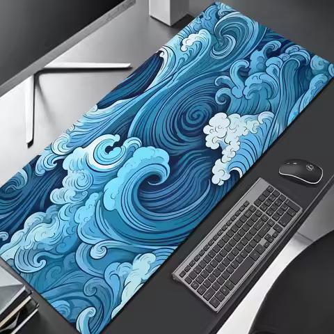 Laptop Office Mats Flowy Waves Desk Mat Blue Water Mouse Pad Large Kawaii Gaming Mousepad XXL Gamer 