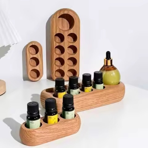 3/9 Grids Wood Essential Oil Storage Rack For Beauty Salon Essential Oil Storage Boxes Essential Oil