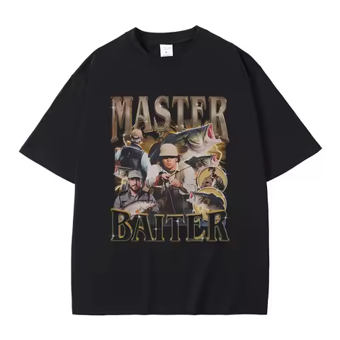 Master Baiter Fish Fishing Funny Meme T Shirts Men Women Casual Vintage Cotton Short Sleeve Oversize