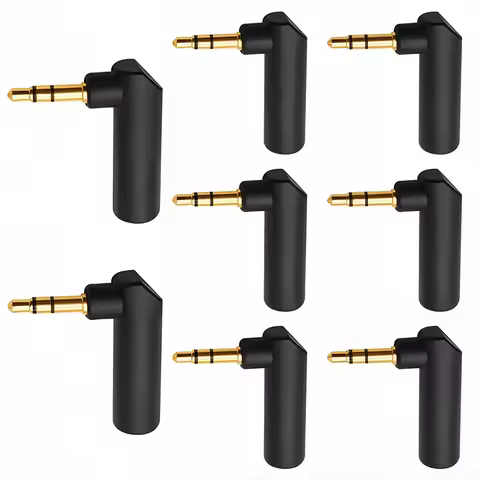5PCS Gold-plated Audio Connector Right Angle 3.5 jack Female to 3.5mm Male 3Pole Audio Stereo Plug L