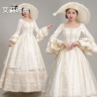 【艾莉时尚】Women's Renaissance Medieval Prom Dress, Queen's    Red/Pink/Champagne /Costume, Golden Appliq